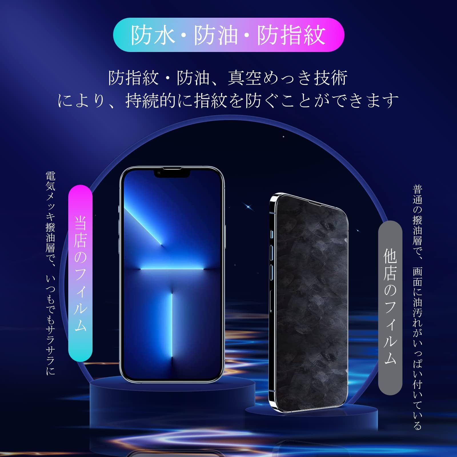 Amazon | iPhone 13 pro フィルム ガイド枠付き 【2+2 枚セット-国産